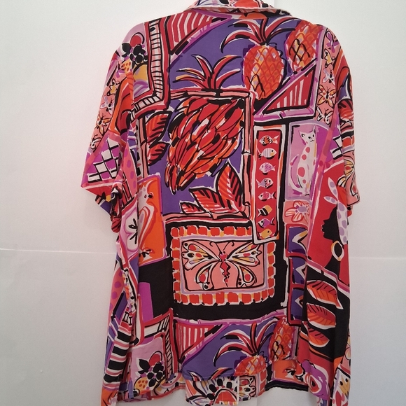 BOB MACKIE Pink Art Design Button Down Shirt Size 2X - Picture 2 of 9